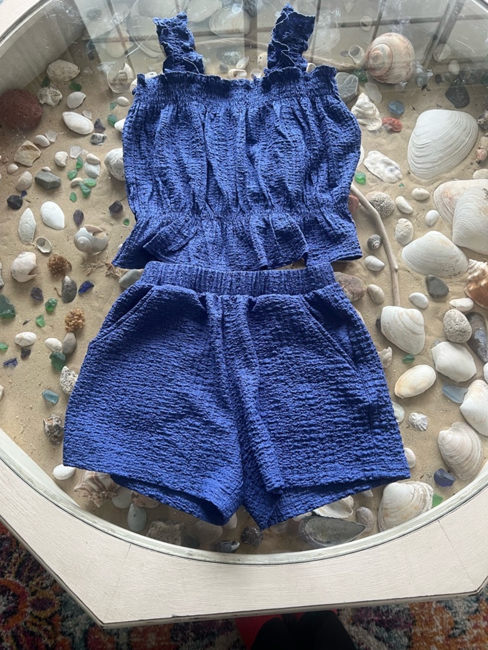 wonder nation Royal Blue Textured High-Waist Matching Set